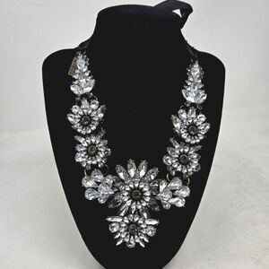 STERLING FOREVER Rhinestone Elegant Statement Floral Necklace Ribbon Tie